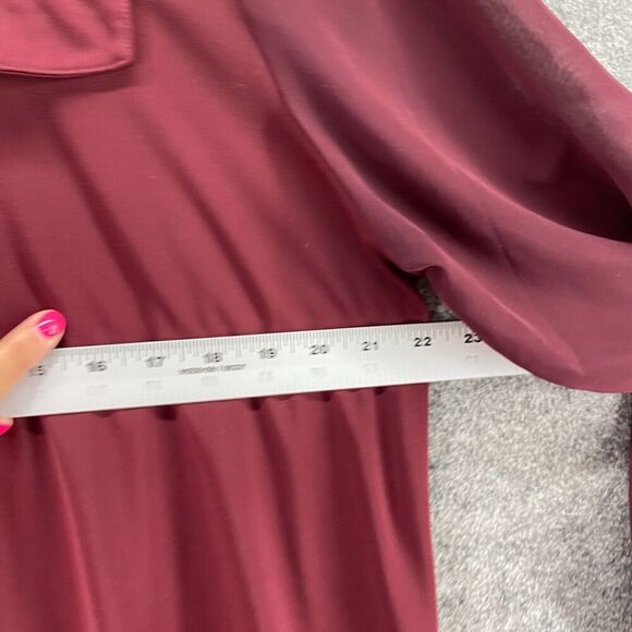 Susan Graver Shirt Women L Large Red Button Up Long Sleeve Collared Blouse - Picture 6 of 9